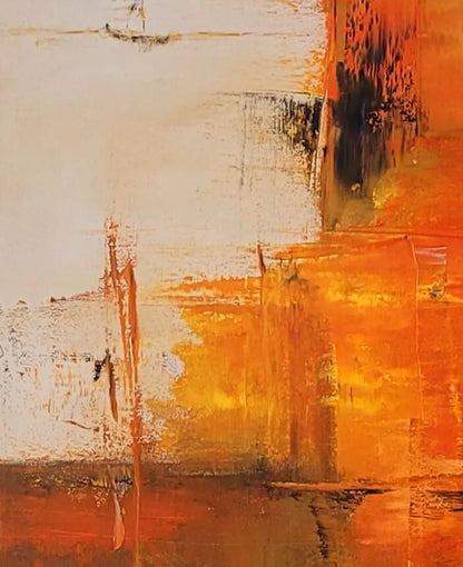 Detailaufnahme Abendtörn – Pastose Spachteltextur in Glutrot und Erdtönen, Roger Ziereisen | Kunst-Direkt.de
