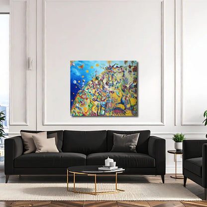 African Sun von Dieter Roth an der Wand – Original-Ölgemälde, 100x120 cm, fantastischer Realismus, signiertes Unikat | Kunst-Direkt.de
