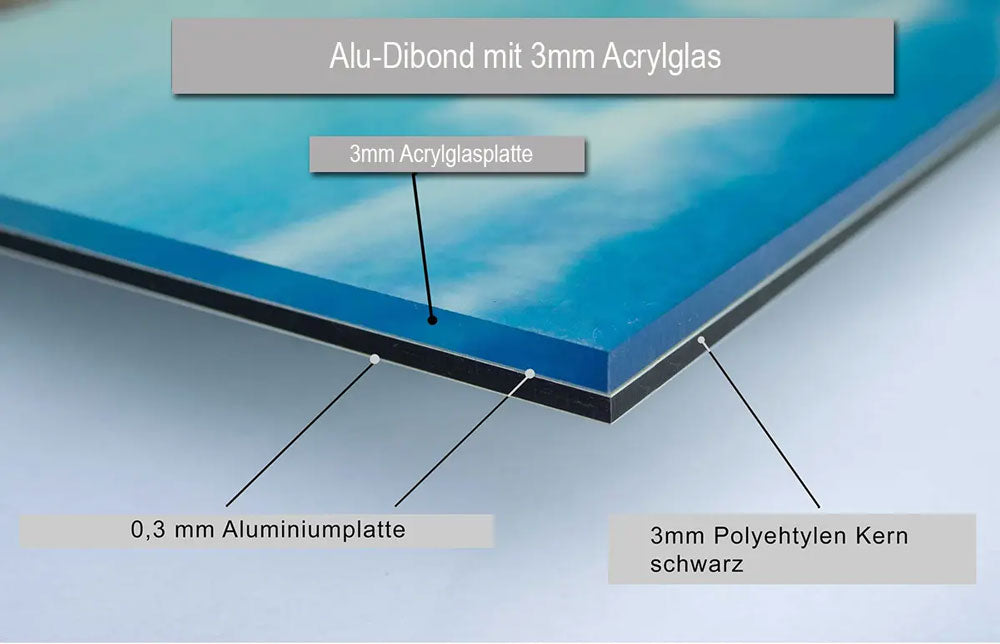 Vorderansicht Alu-Dibond mit Acrylglas