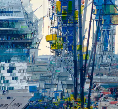 Details der Kräne und des schiffes