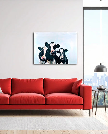 Die drei Grazien von Christel Keller an der Wand – Fineart Print auf Leinwand, 4cm Galerie-Keilrahmen, humorvolle Tierkunst | Kunst-Direkt.de
