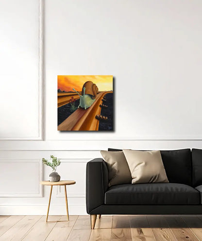 Die Schokoladenblume von Julia Eckler an der Wand – Surrealistisches Ölgemälde, 70x70 cm, Öl auf Leinwand | Kunst-Direkt.de
