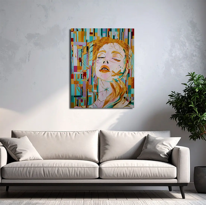Das Goldmädchen von Roger Ziereisen an der Wand – Expressionistisches Ölgemälde, 80x100 cm, Öl auf Leinwand | Kunst-Direkt.de
