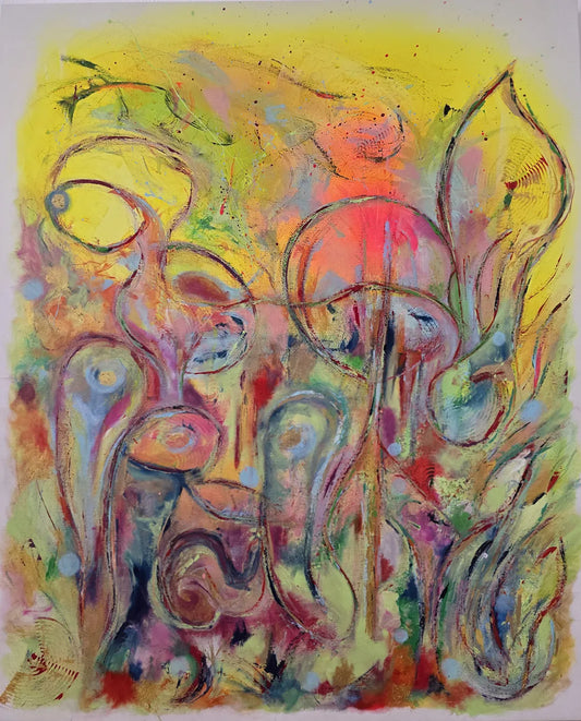 Original Acrylgemälde Joy of Life von Elena Grumann – Großformatige farbenfrohe Abstraktion im Hochformat 100x120 cm, Kunst-Direkt.de / Newart.gallery