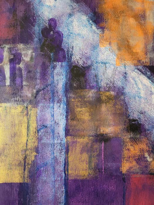 abstraktes Acrylgemälde auf Leinwand von Annette Murphy, 70 x 80 cm