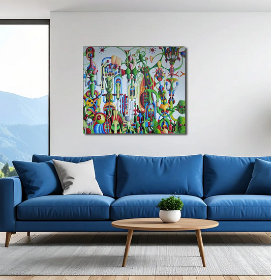 Sirius 2 von Dieter Roth an der Wand – Original-Ölgemälde, 120x140 cm, fantastischer Realismus, signiertes Unikat 2024 | Kunst-Direkt.de
