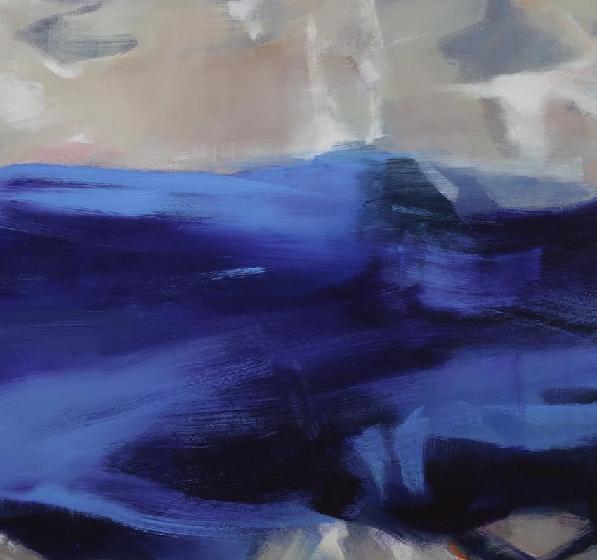 Acrylgemälde auf Leinwand, eine abstrakte welle spült über den Sand, detail wellen, 120 x 160 cm, Marion Schmidtke, Kunst-Direkt.de