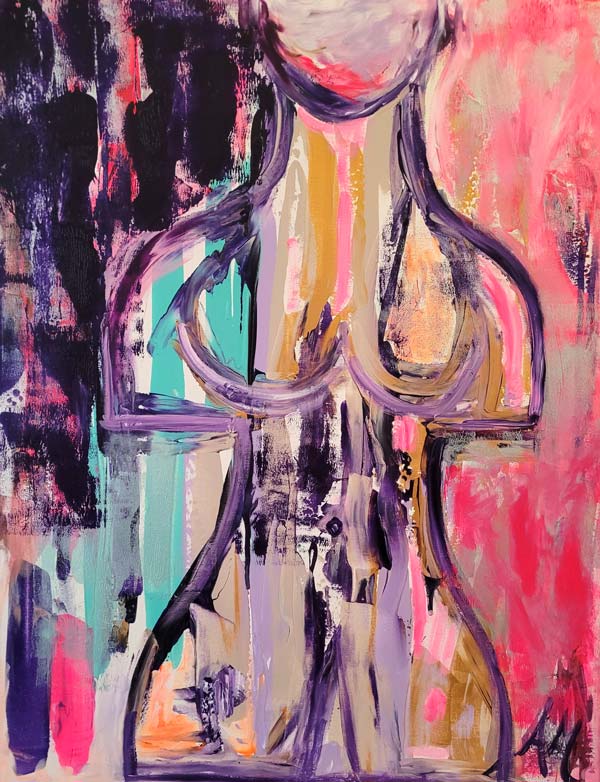 abstrahierter Torso, 70x90 cm, Konturen Acrylgemälde auf Leinwand von Annette Murphy, kunst-direkt.de