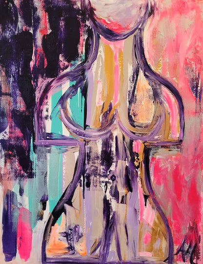 abstrahierter Torso, 70x90 cm, Konturen Acrylgemälde auf Leinwand von Annette Murphy, kunst-direkt.de