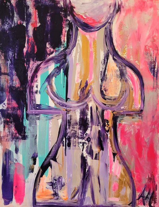 abstrahierter Torso, 70x90 cm, Konturen Acrylgemälde auf Leinwand von Annette Murphy, kunst-direkt.de