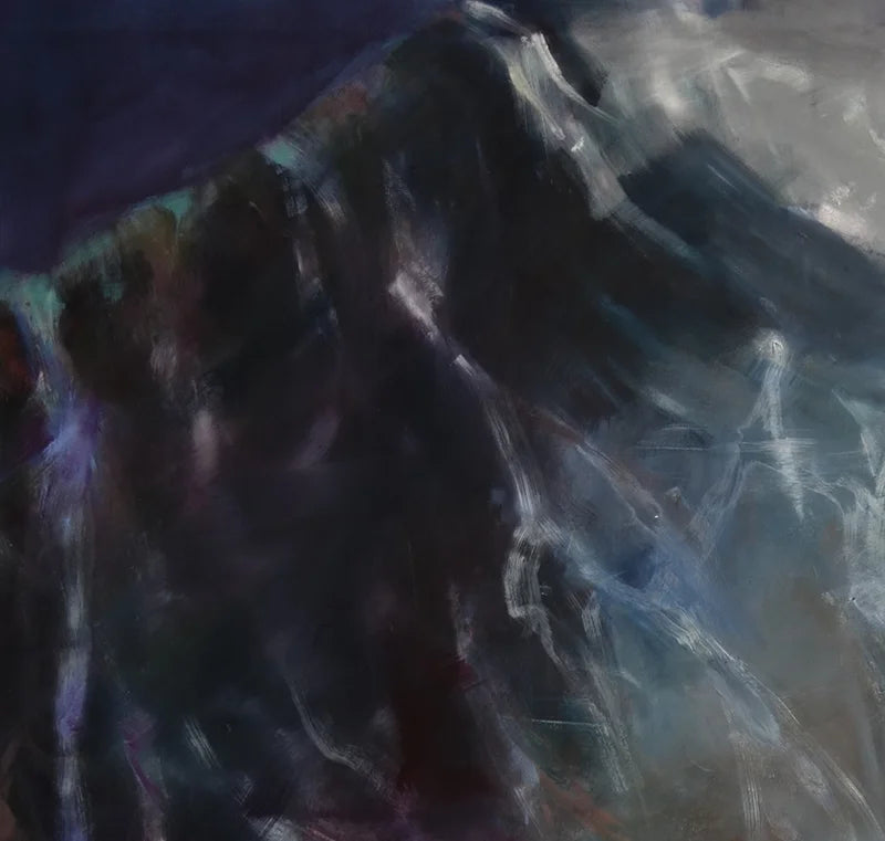 Das Gemälde eines  Tauchganges mit einem Wal, es sind nur Details des Wals erkennbar, 160 x 160 cm, Marion Schmidtke, Kunst-Direkt.de Details der Lichtreflexe auf der Haut