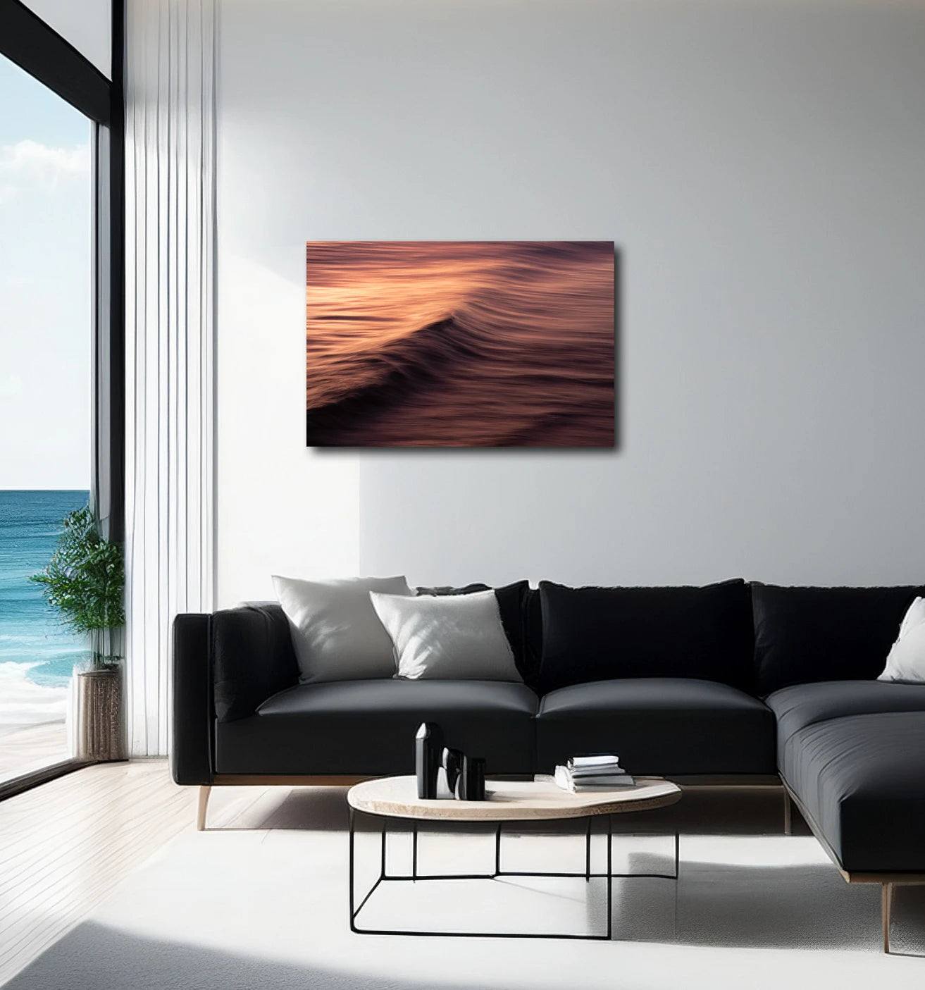 Großformatige maritime Fotokunst A minute after Sunset von Malte Lüdemann als elegantes Wandbild im modernen Wohn- oder Schlafbereich, Kunst-Direkt.de / Newart.gallery