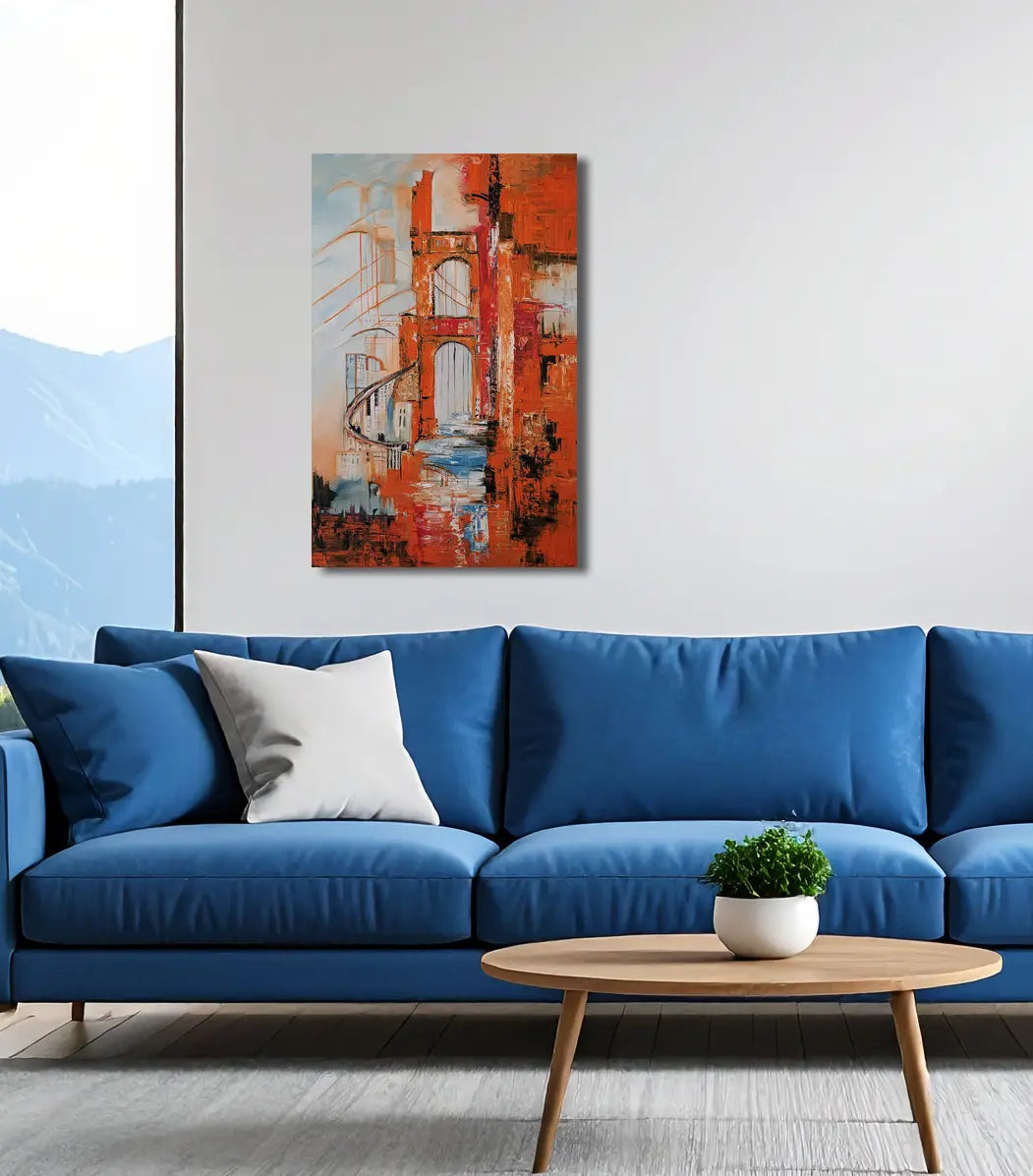 Die Brücke von Roger Ziereisen an der Wand – Großformatiges Ölgemälde, 80x120 cm, Öl auf Leinwand | Kunst-Direkt.de
