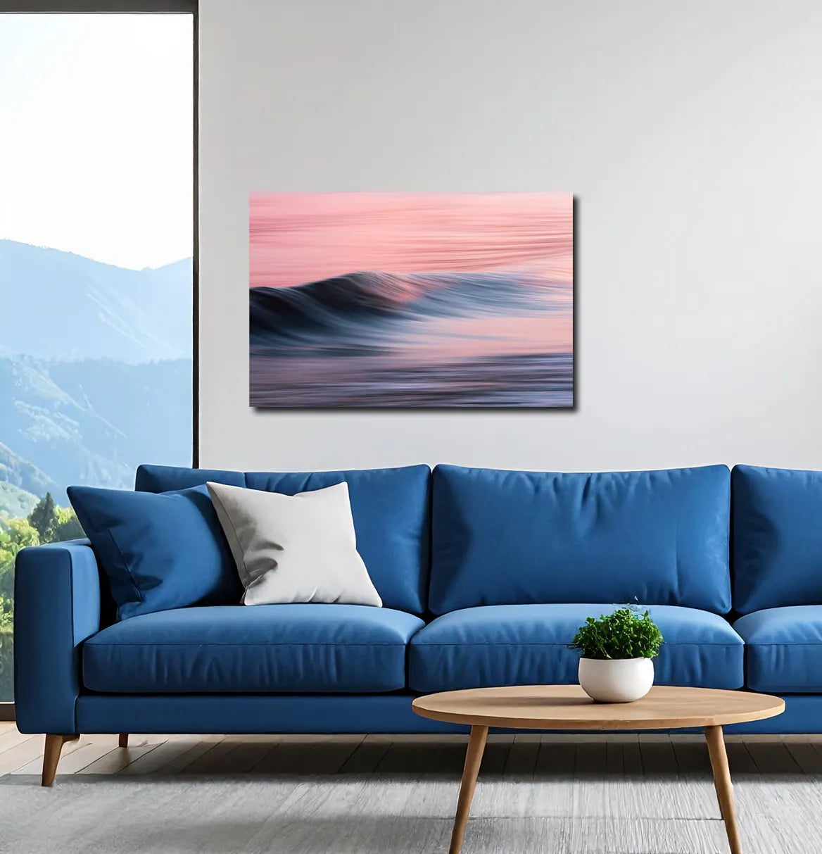Großformatige beruhigende Fotokunst Pastel Serenity von Malte Lüdemann als stilvolles Wandbild im modernen Schlafzimmer oder Wohnbereich