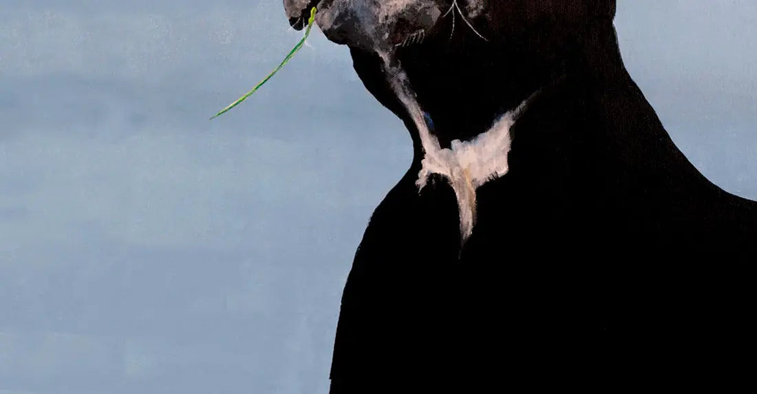 Detailaufnahme Sissi – Grashalm im Maul, skeptischer Blick, feinsinniger Humor, Christel Keller | Kunst-Direkt.de
