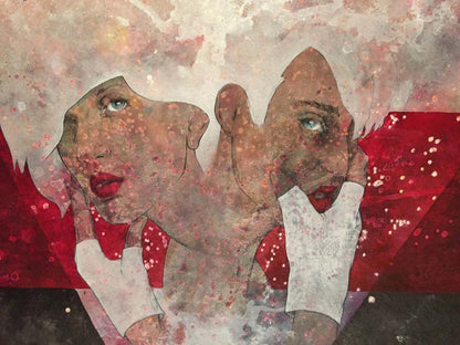Doppelportrait von 2 Frauen mit handschuhen, 60 x 50 cm, sherin P. Spielmann, Kunst-Direkt.de