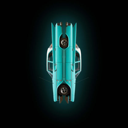 Chrysler Newport, grün, gegeneinander gespiegelt vor scharzem Hintergrund, Format quadratisch, nach unten gedreht