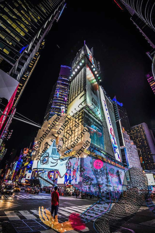 Foto New York bei Nacht, times square, überblendungen, 100x150cm, Claudia Tejeda, kunst-direkt.de