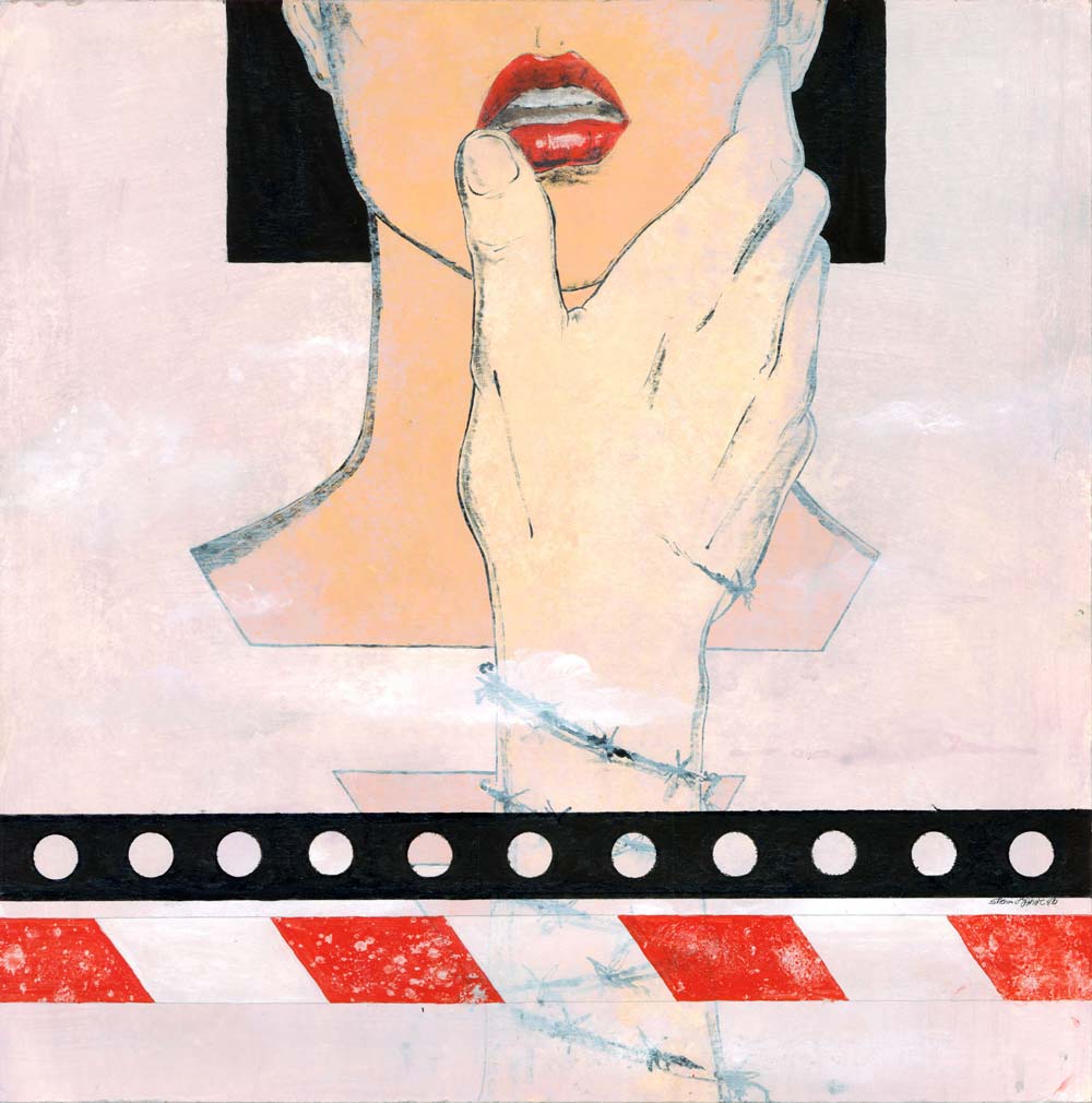 Bild einer Frau mit Hand am Gesicht, 40 x 40 cm, Sherin P. Spielmann, Kunst-Direkt.de