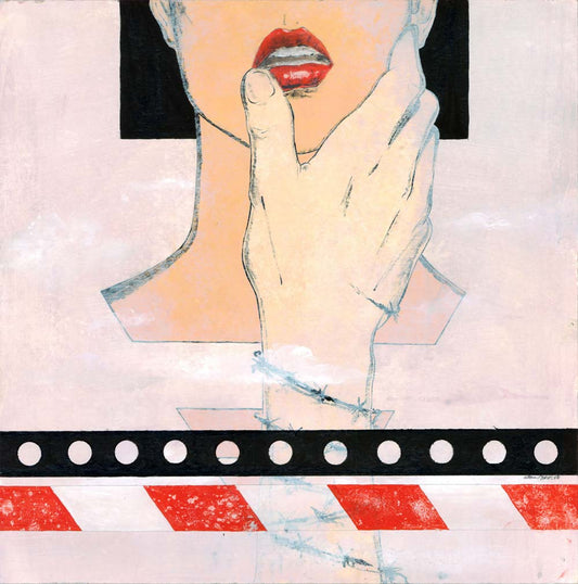 Bild einer Frau mit Hand am Gesicht, 40 x 40 cm, Sherin P. Spielmann, Kunst-Direkt.de