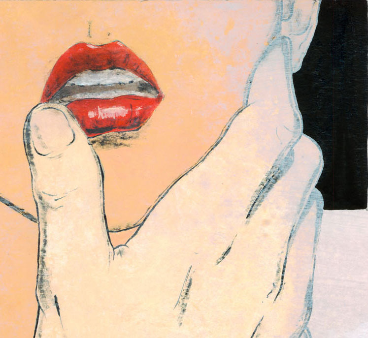 Detail des Gesichtes der Frau und der Hand, 40 x 40 cm, Kunst-Direkt.de