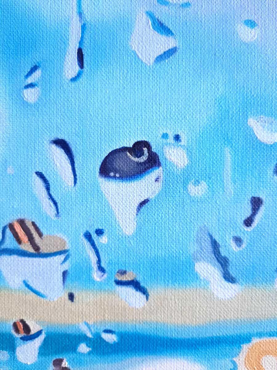 Ölgemälde, Strand bei Regen, 50 x 70 cm, Ulla Kutter, Kunst-Direkt.de, details tropfen