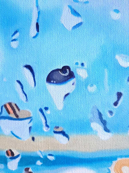 Ölgemälde, Strand bei Regen, 50 x 70 cm, Ulla Kutter, Kunst-Direkt.de, details tropfen