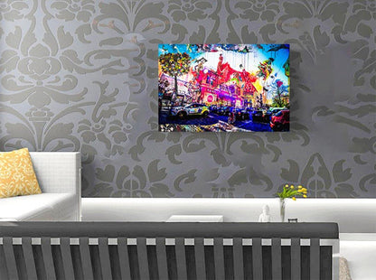 Foto Hamburg Kietz, bunt, 90x60cm, claudia Tejeda - Kunst-Direkt, an Wand hängend