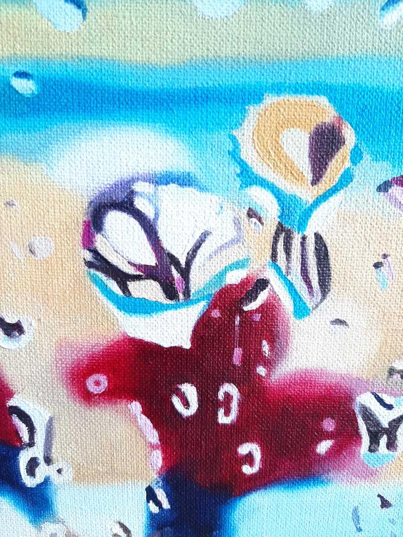 Ölgemälde, Strand bei Regen, 50 x 70 cm, Ulla Kutter, Kunst-Direkt.de, details figuren